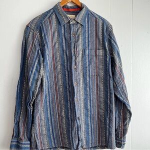The Territory Ahead Blue and Red Striped Casual Button Down Shirt